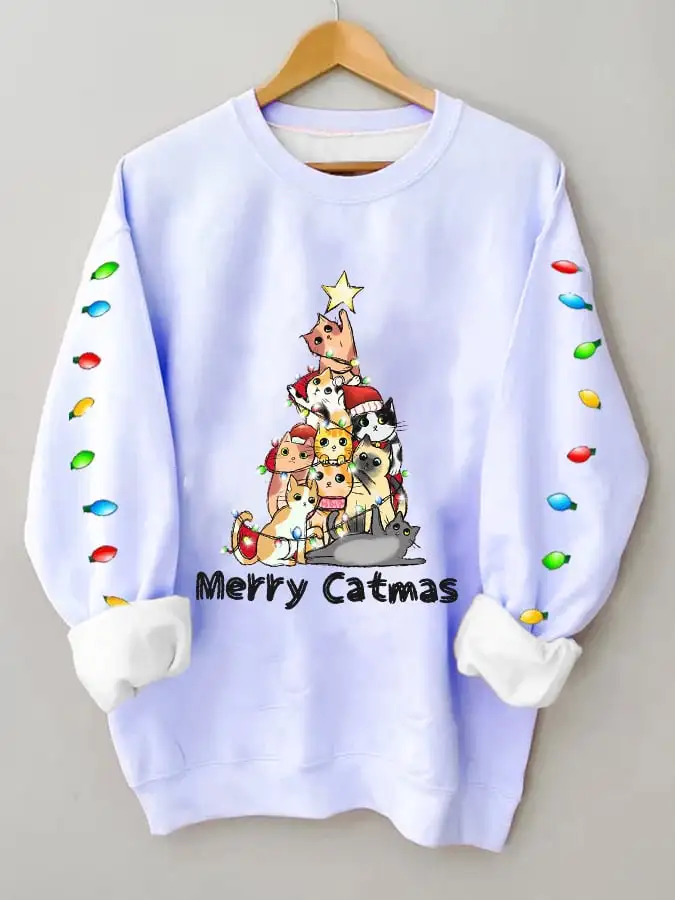 Women's Christmas Cat Casual Sweatshirt