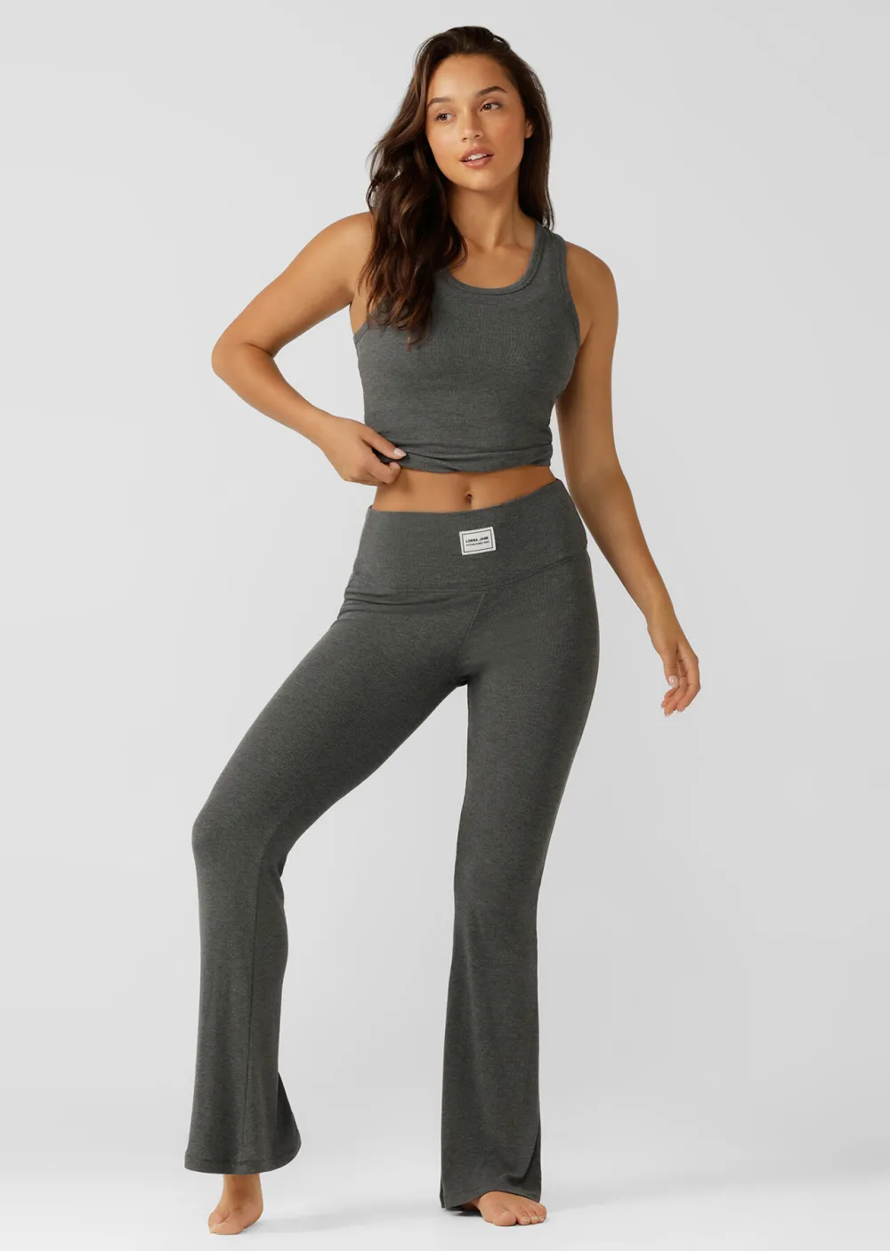 Modal Luxe Lounge Fold Waist Rib Flares