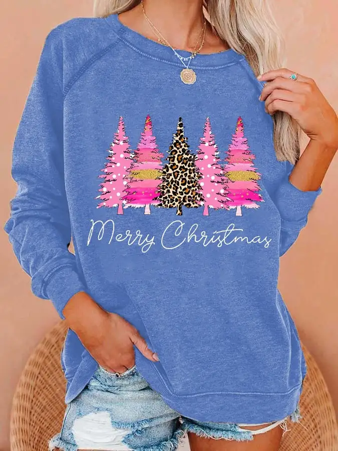 Women's Merry     Tree🎄 Print Sweatshirt