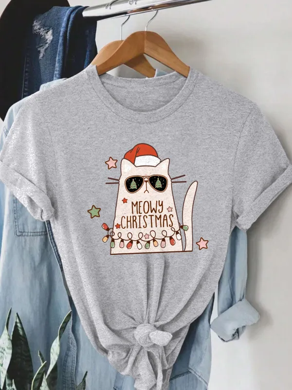 Kitty Santa Lady T-shirt