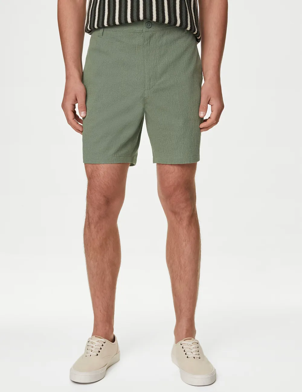 Half Elasticated Waist Seersucker Shorts