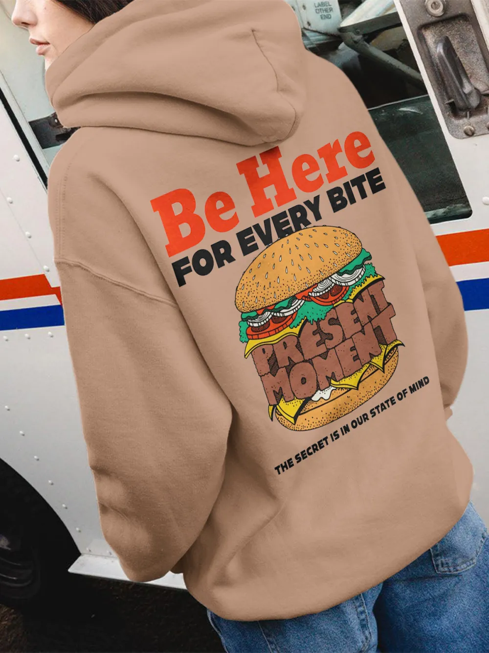 Be Here For Every Bite Pattern Hoodie