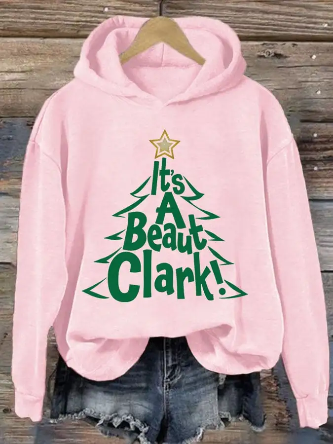 Women's It's A Beaut Clark Christmas Printed Casual Hoodie