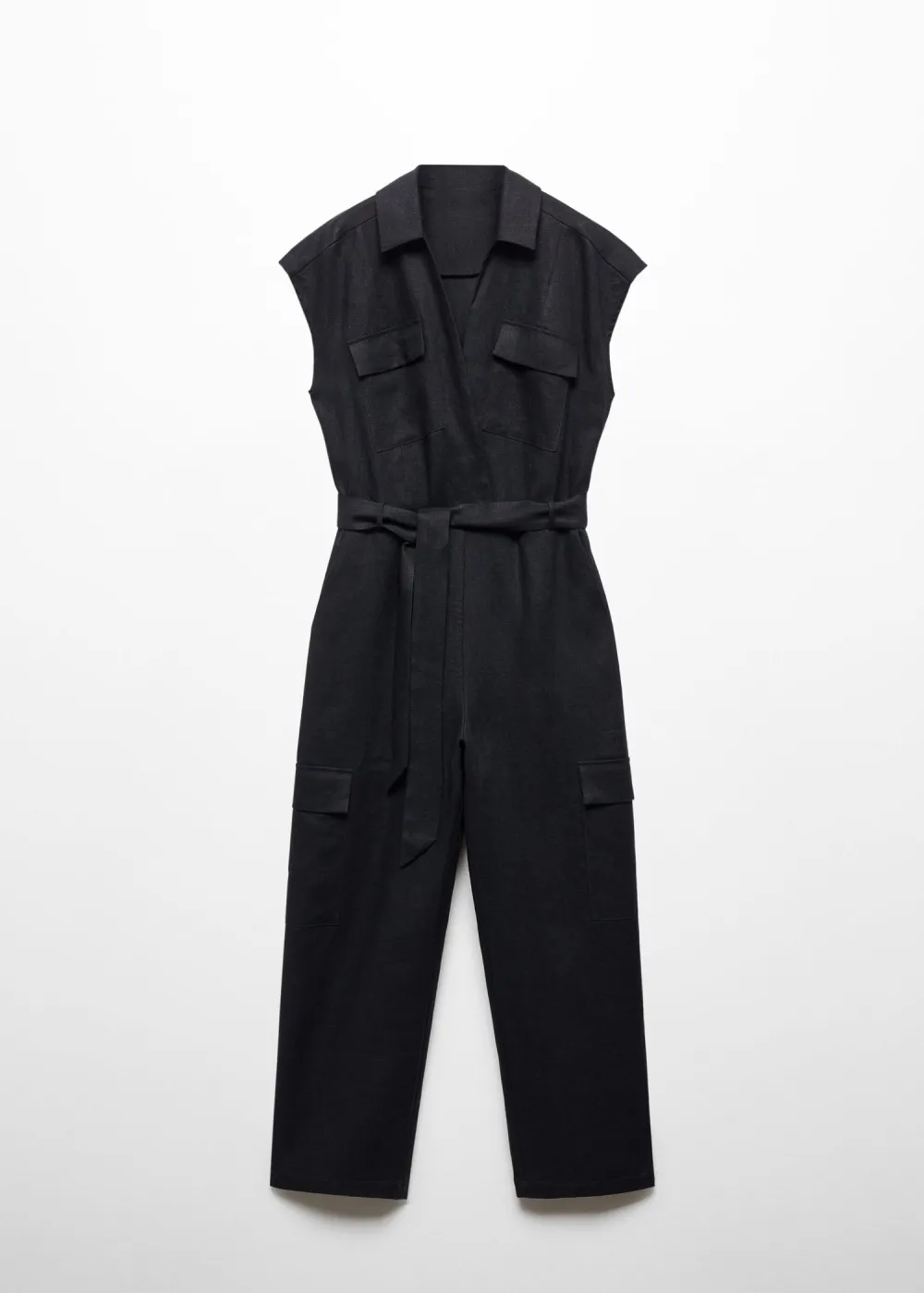 Cargo-style linen jumpsuit