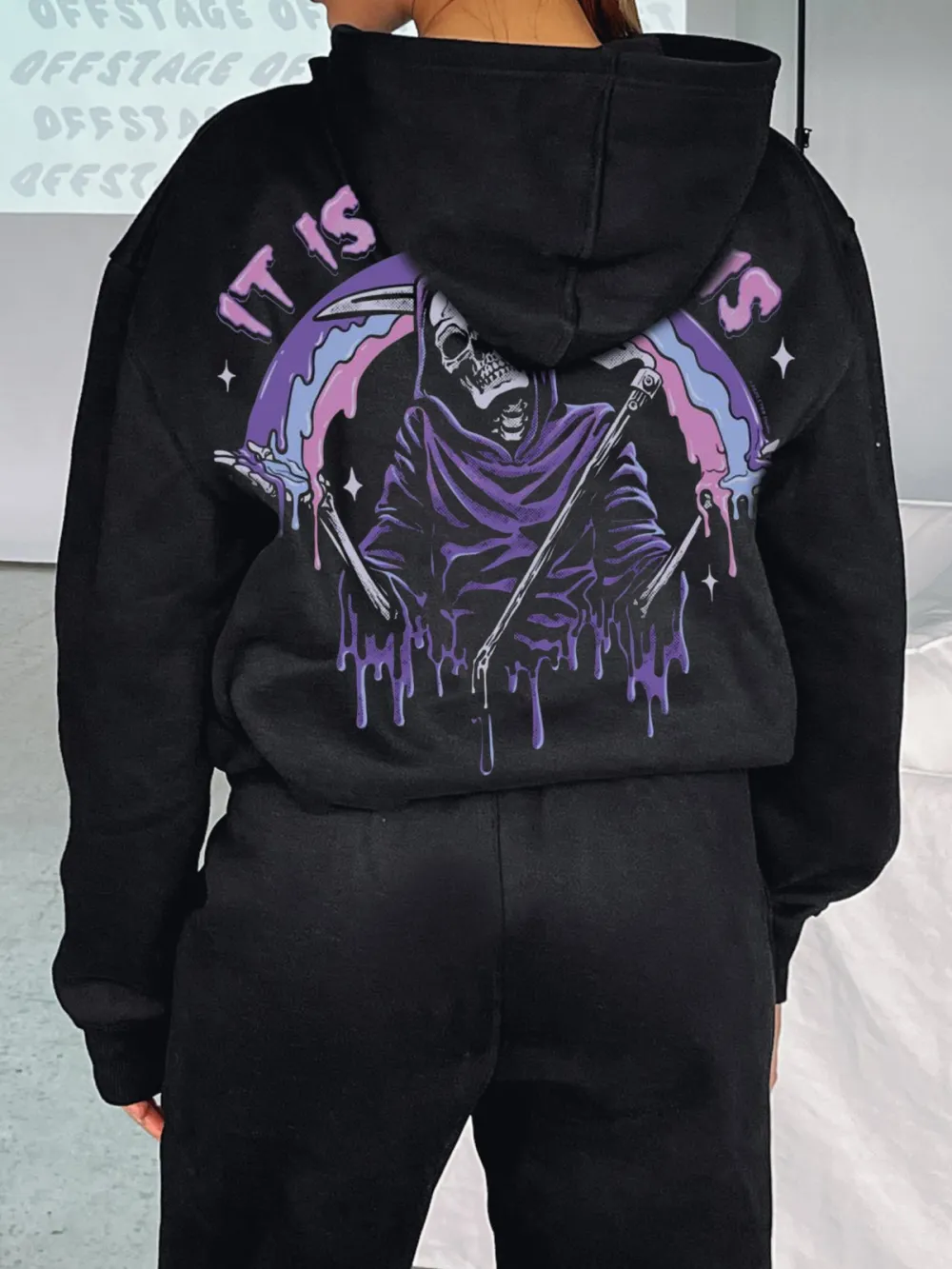 IT IS WHAT IT IS PATTERN PRINTED HOODIE