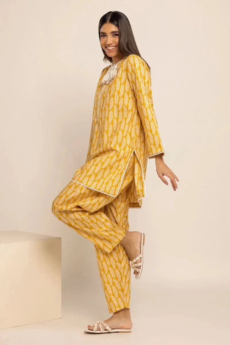 2 Piece | Kurta & Pants | Color Yellow