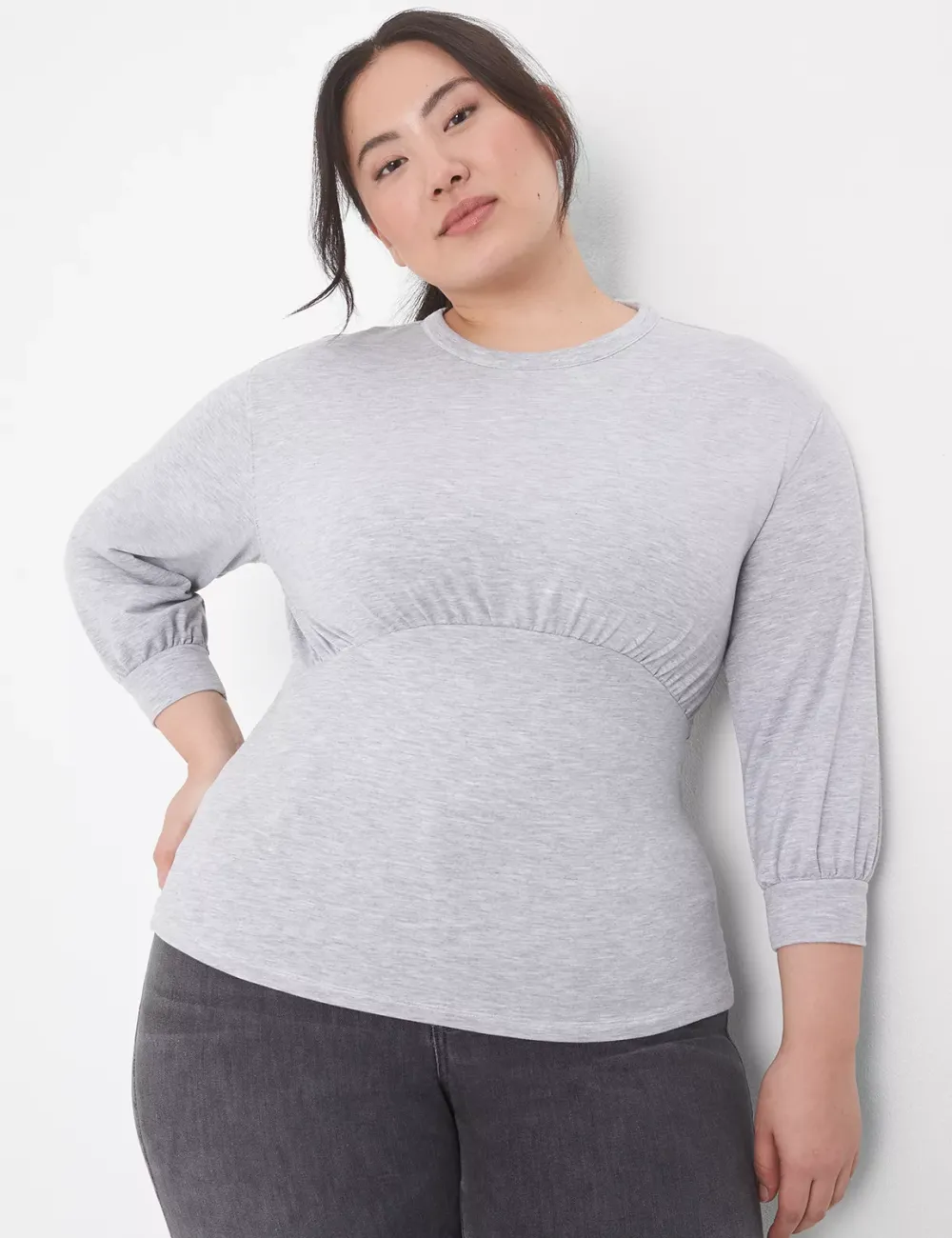 Relaxed Crew-Neck Waist Panel Sweatshirt