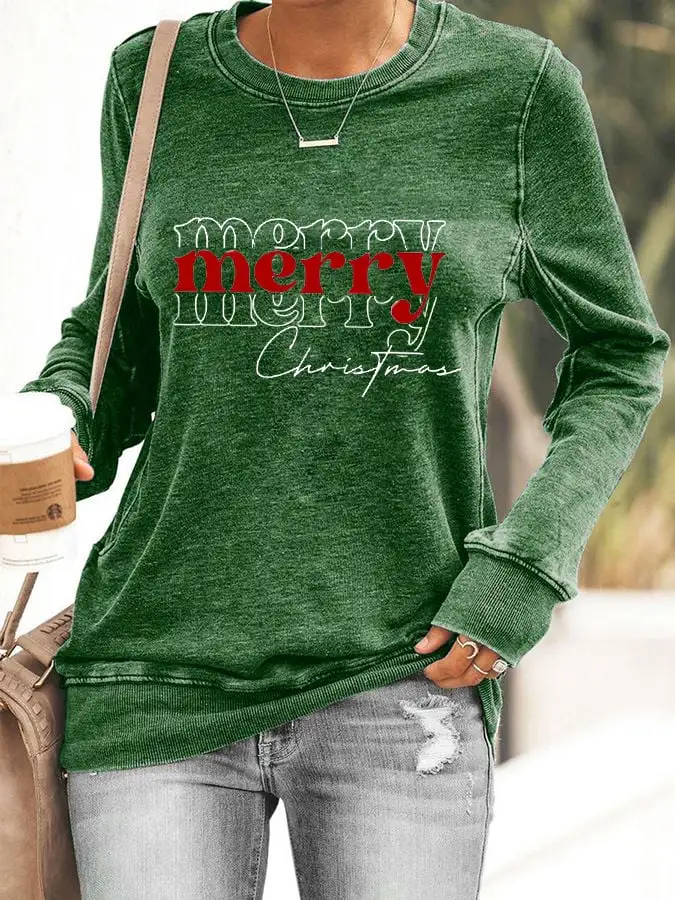 Women's Merry Christmas Printed Sweatshirt