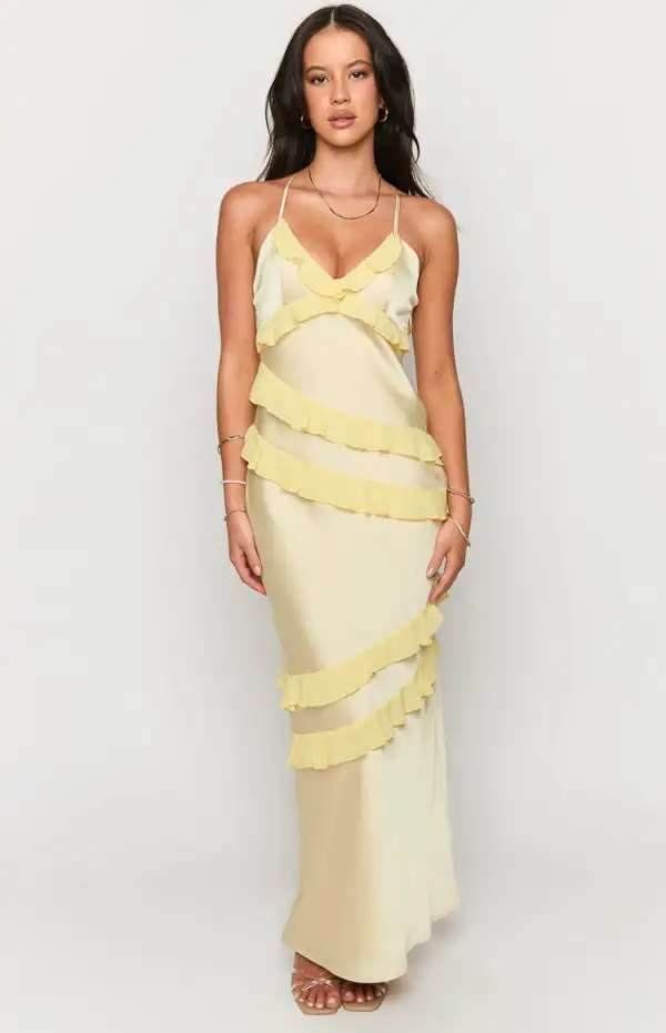 Inara Yellow Ruffle Maxi Dress