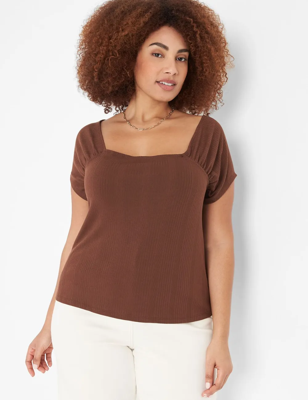 Short-Sleeve Square-Neck Tee