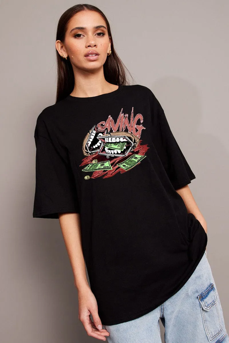 Women's Money Mouth Combination Printed T-shirt