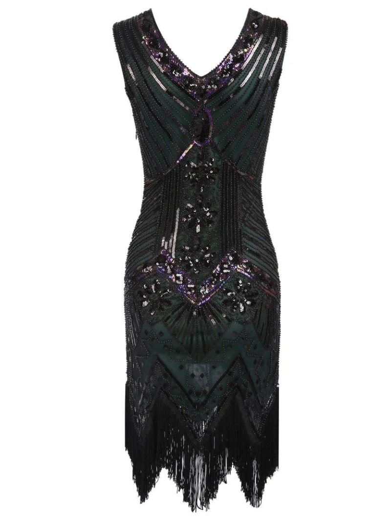 1920S CHAMPAGNE SEQUIN SIDE SLIT DRESS