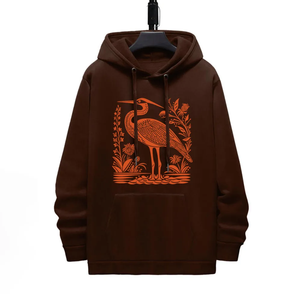 BIRD STANDING ON THE WATER PATTERN PRINTED HOODIE