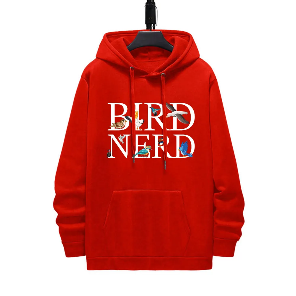 BIRD NERD PATTERN PRINTED HOODIE