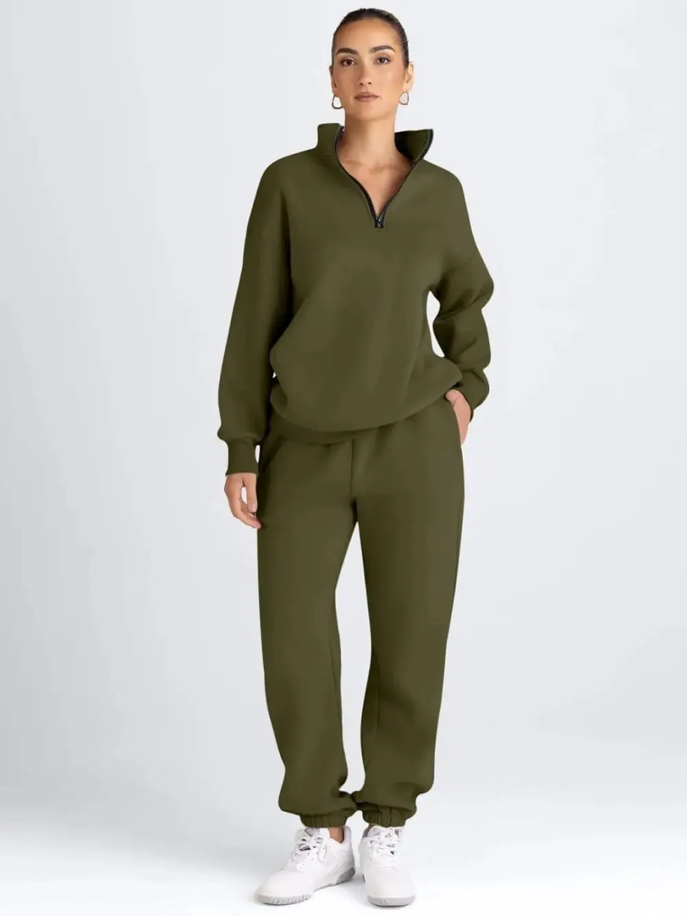 2 Piece Sweatsuits Long Sleeve Half Zip Pullover and Baggy Sweatpants