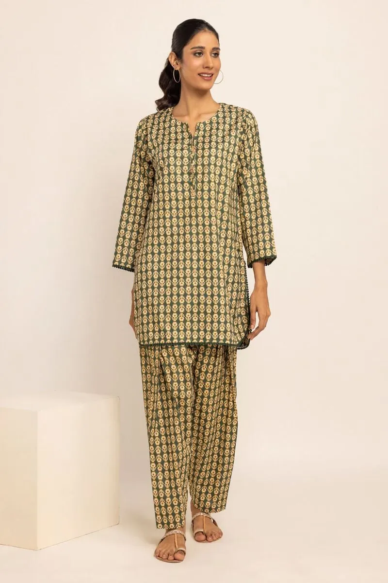 2 Piece | Kurta & Pants | Color Green