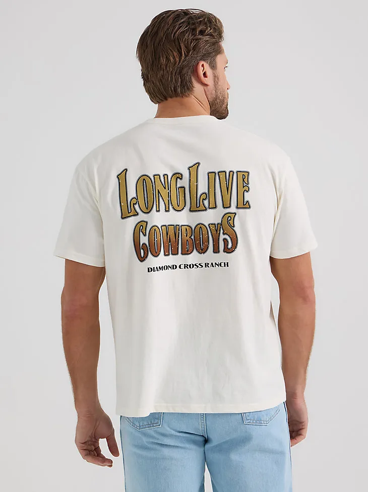 WRANGLER X DIAMOND CROSS LONG LIVE COWBOYS TEE IN CAVIAR