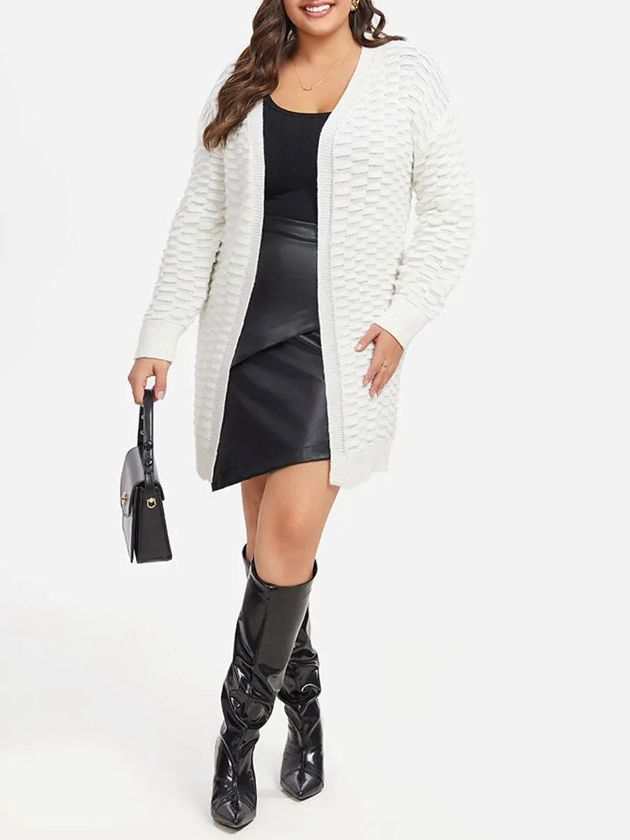 Pointelle Knit Drop Shoulder Cardigan