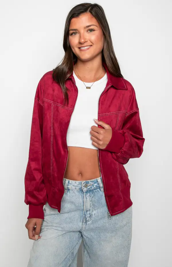 Lui Red Bomber Jacket