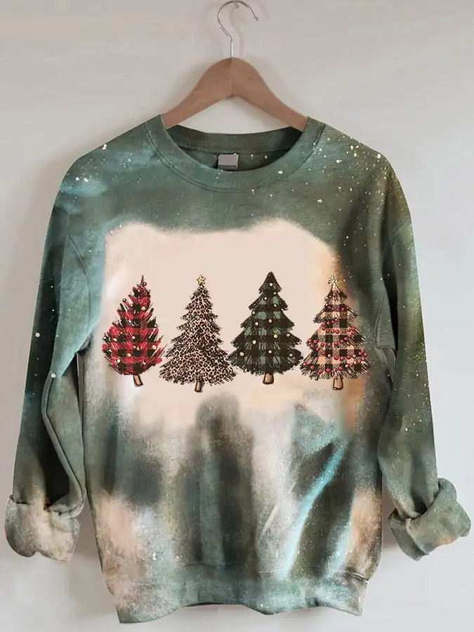 Women's   Tree Vintage Tie Dye Print Sweatshirt