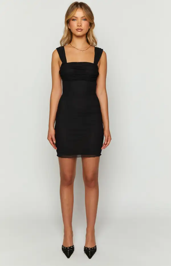 Sierra Black Mesh Mini Dress