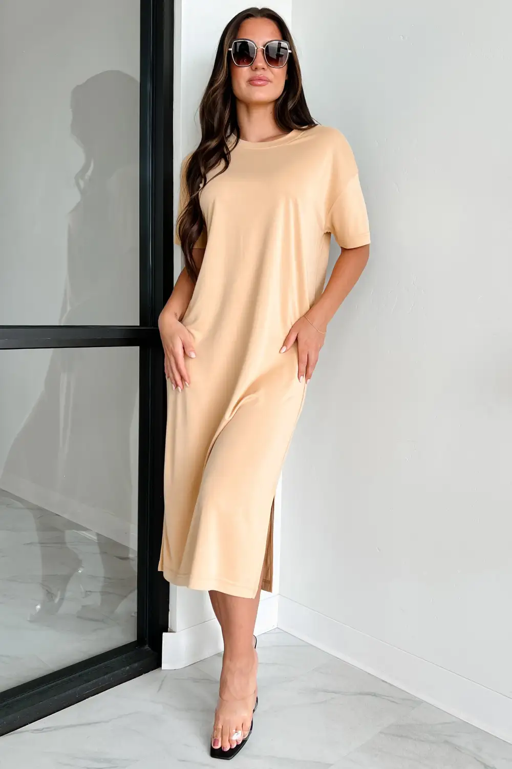 Jaylen T-Shirt Midi Dress (Mustard)