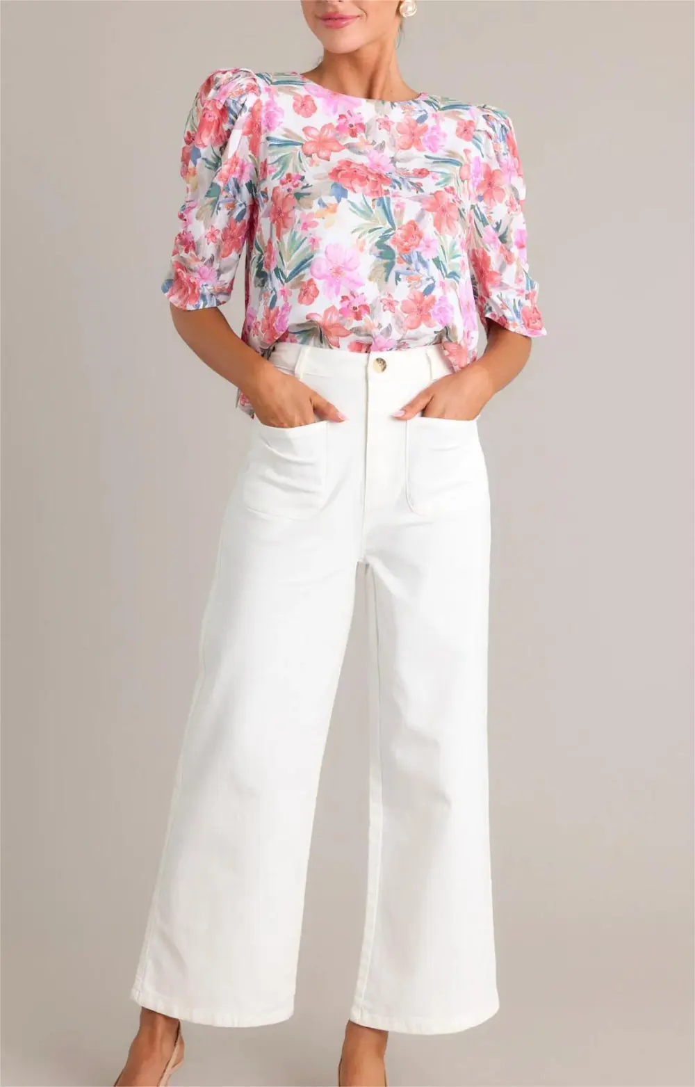 SLEEK SILHOUETTE IVORY WIDE LEG JEANS