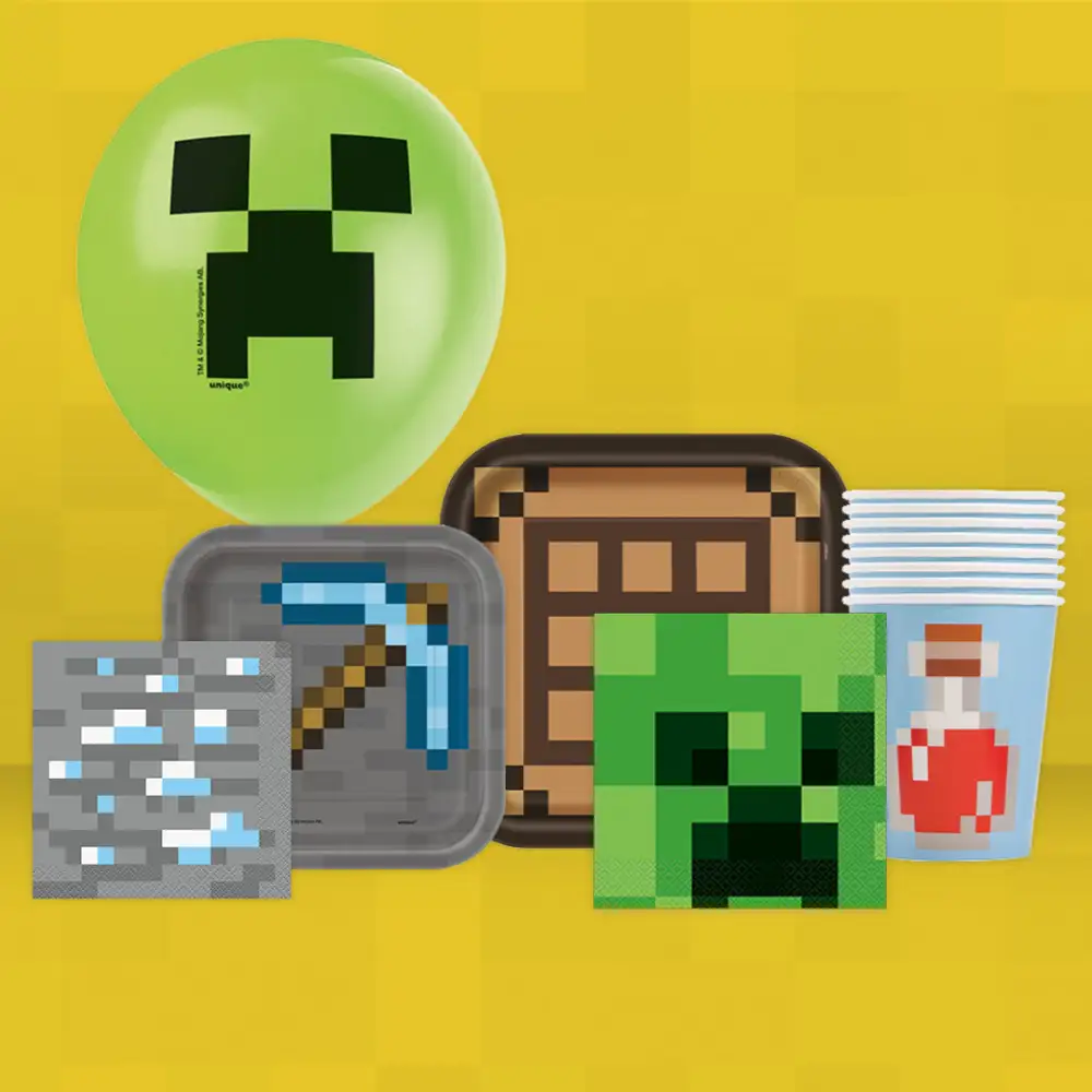 Minecraft Party Supply Bundle for 16 Guests