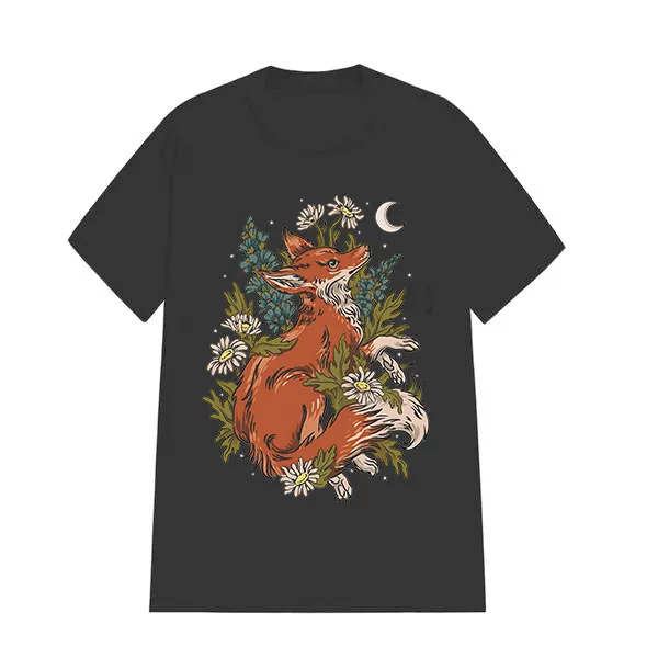 PRETTY FOX PATTERN PRINTED TEE