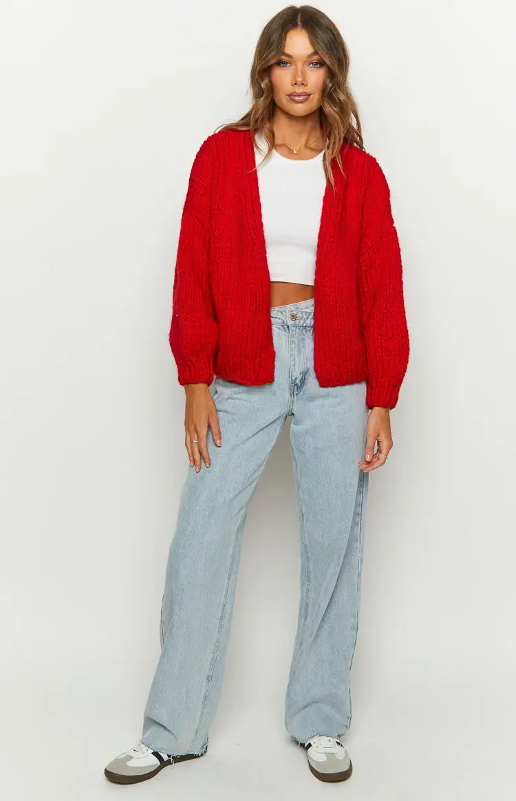 Bad Habits Red Knit Cardigan