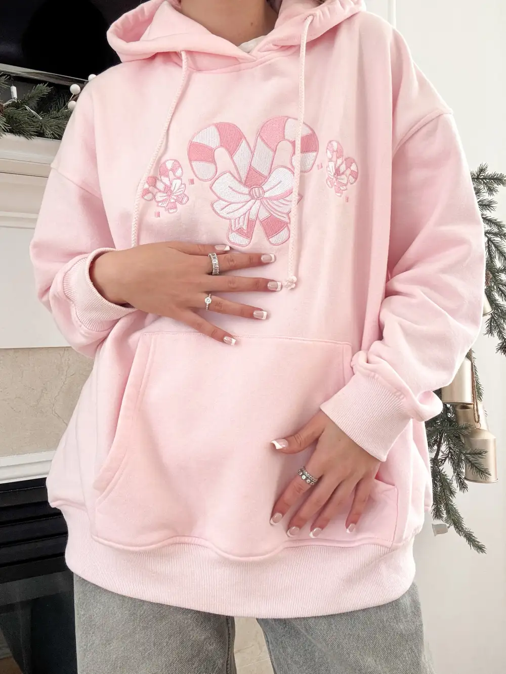 Light Pink Candy Cane Wonderland Hoodie