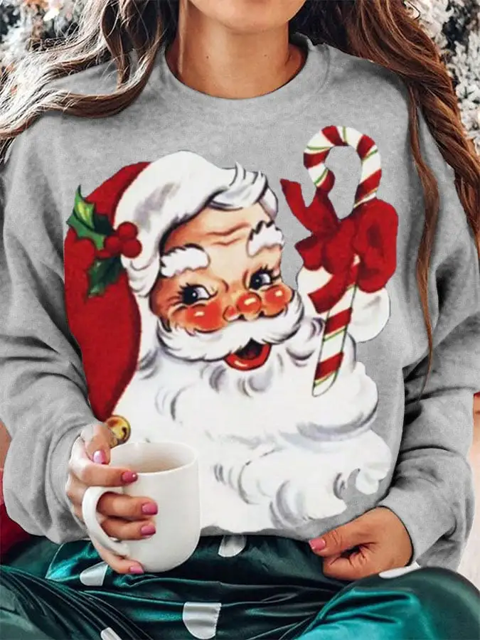 Women's Christmas Santa Print Sweatshirt