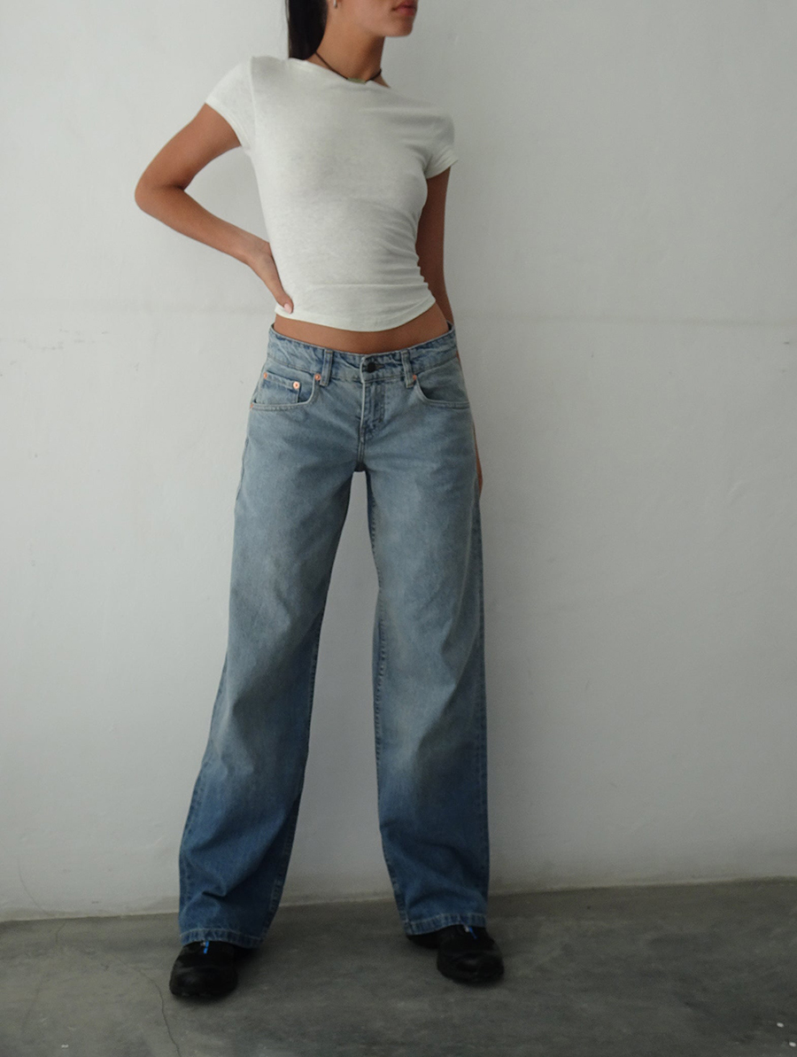 Vintage Bleach Low Rise Parallel Jeans