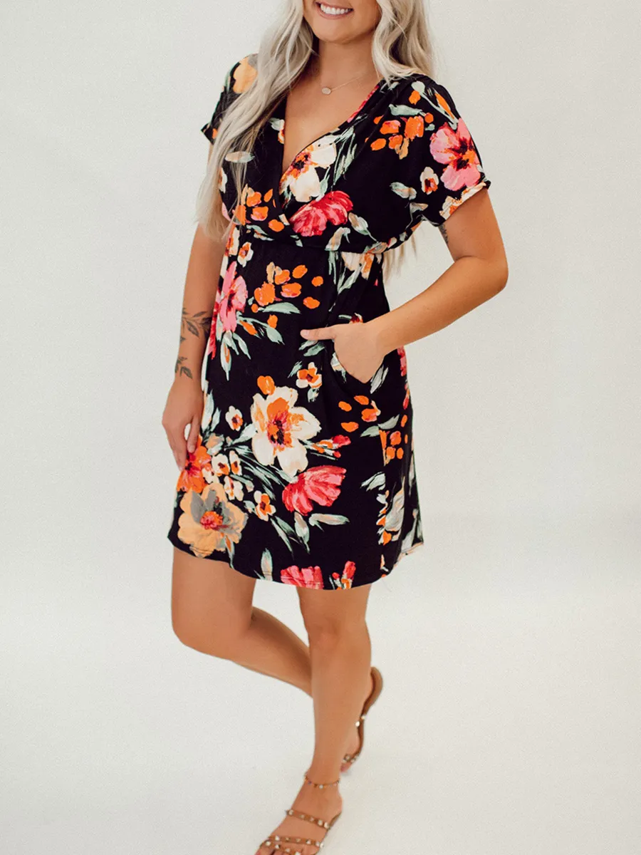 Tropical floral pattern dress