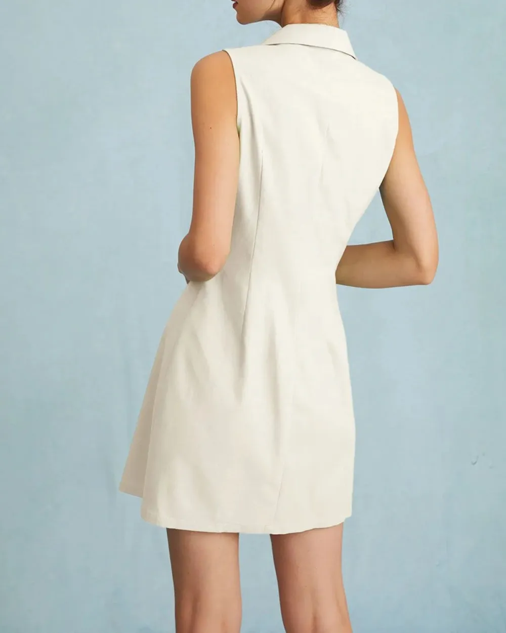 White Casual Lapel Dress