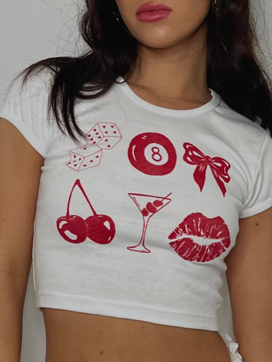 Lucky Baby Tee- Cherry Red