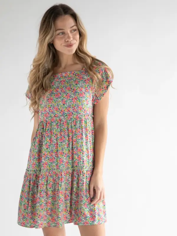 Berkley Mini Dress - Ditsy Neon Floral