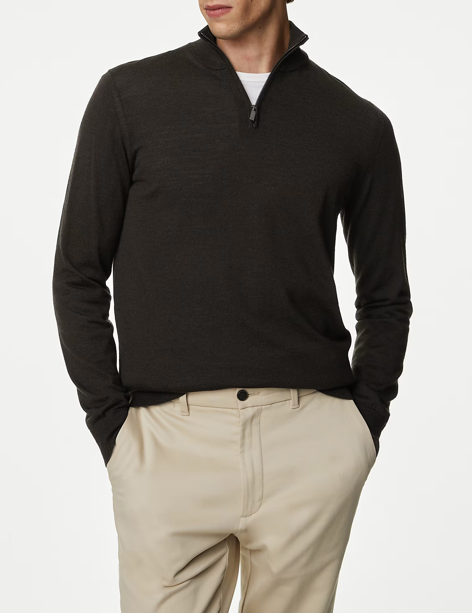 Pure Extra Fine Merino Wool Half Zip Jumper