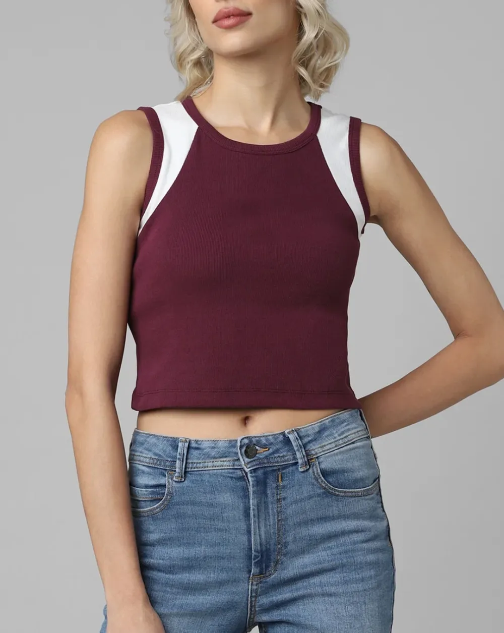 Purple Vest Cropped T-shirt