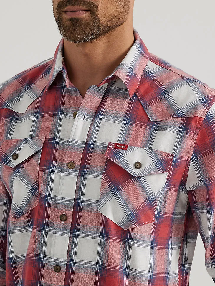 MEN'S COWBOY WASH PLAID SHIRT IN PHEASANT ORANGE