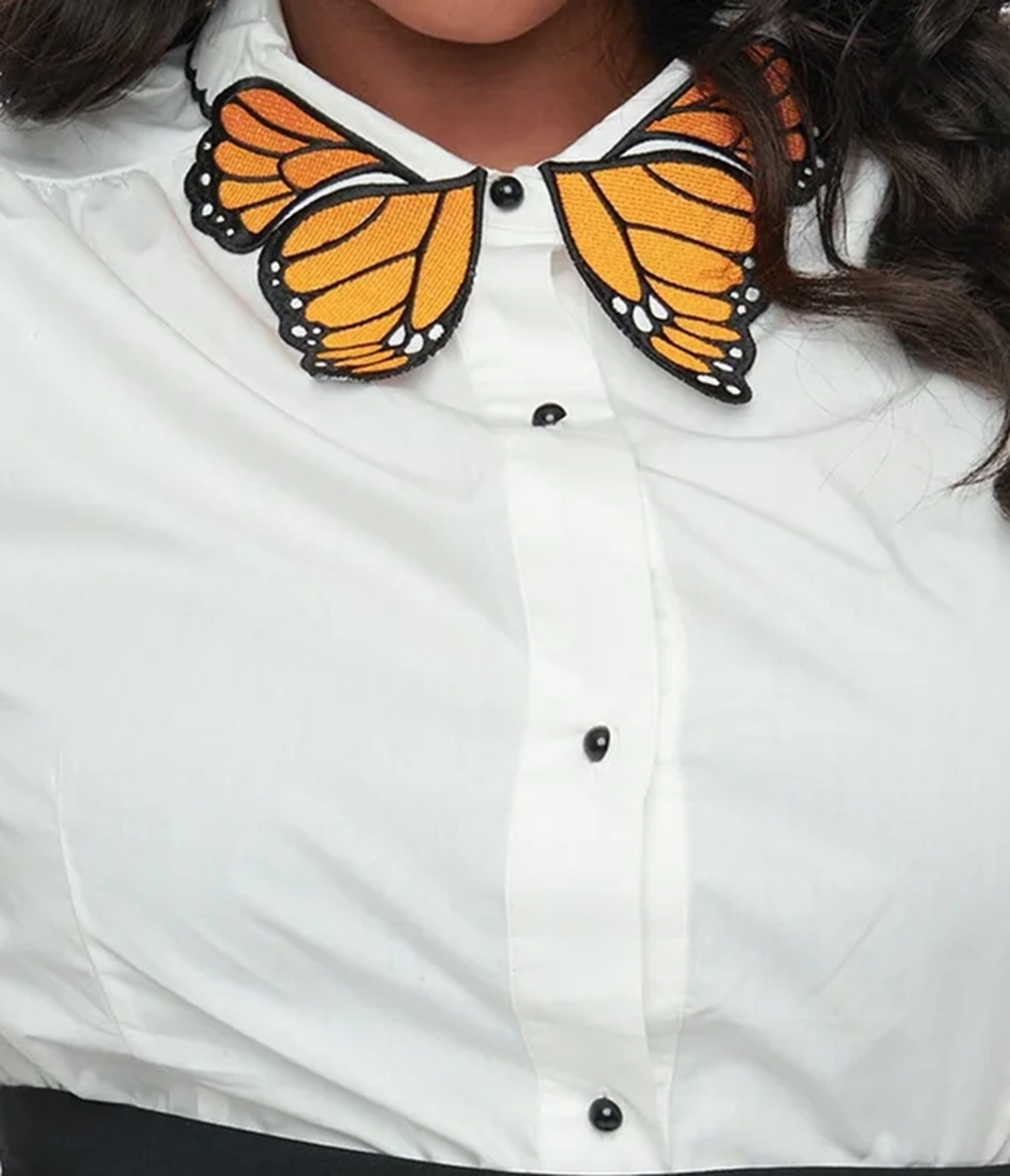 Unique Vintage Plus Size 1940s White And Butterfly Collar Cotton Blouse