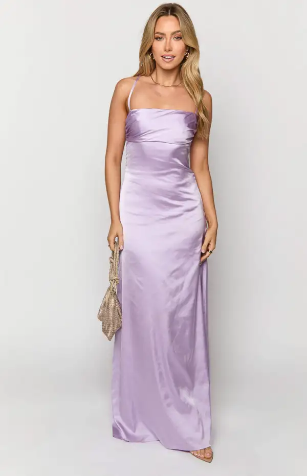 Blaise Lilac Satin Maxi Dress