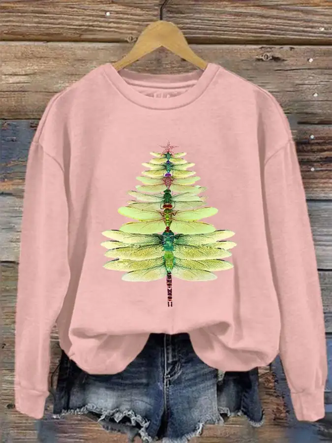 Women's Christmas Dragonfly Tree Sweatshirt