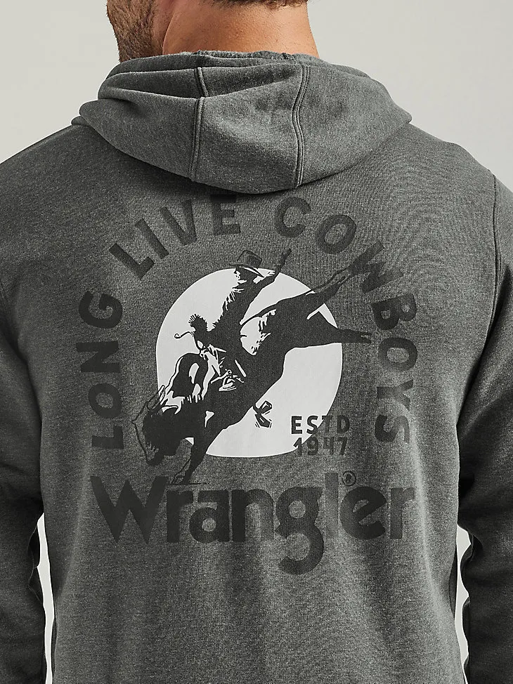 MEN'S WRANGLER BACK GRAPHIC LOGO FULL ZIP HOODIE IN MIDNIGHT NAVY HEATHER