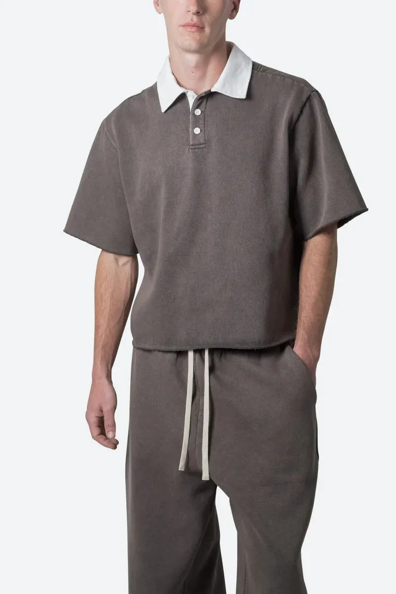 FLEECE OVERSIZED POLO SHIRT