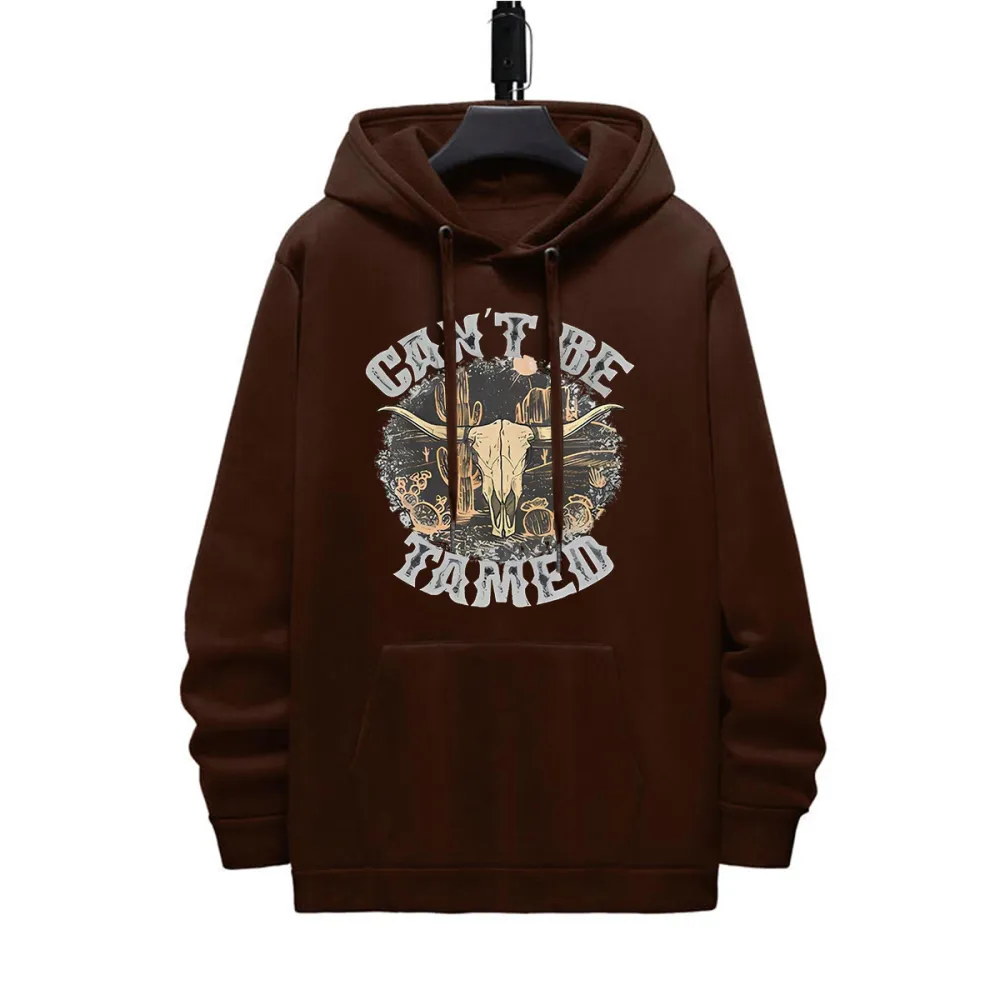 CANT BE TAMED PATTERN PRINTED HOODIE