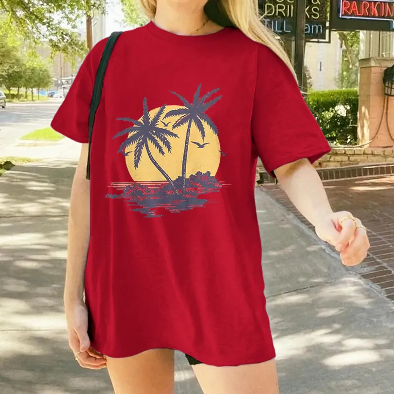 Women's Sunshine Beach Island Pattern Printed Tee