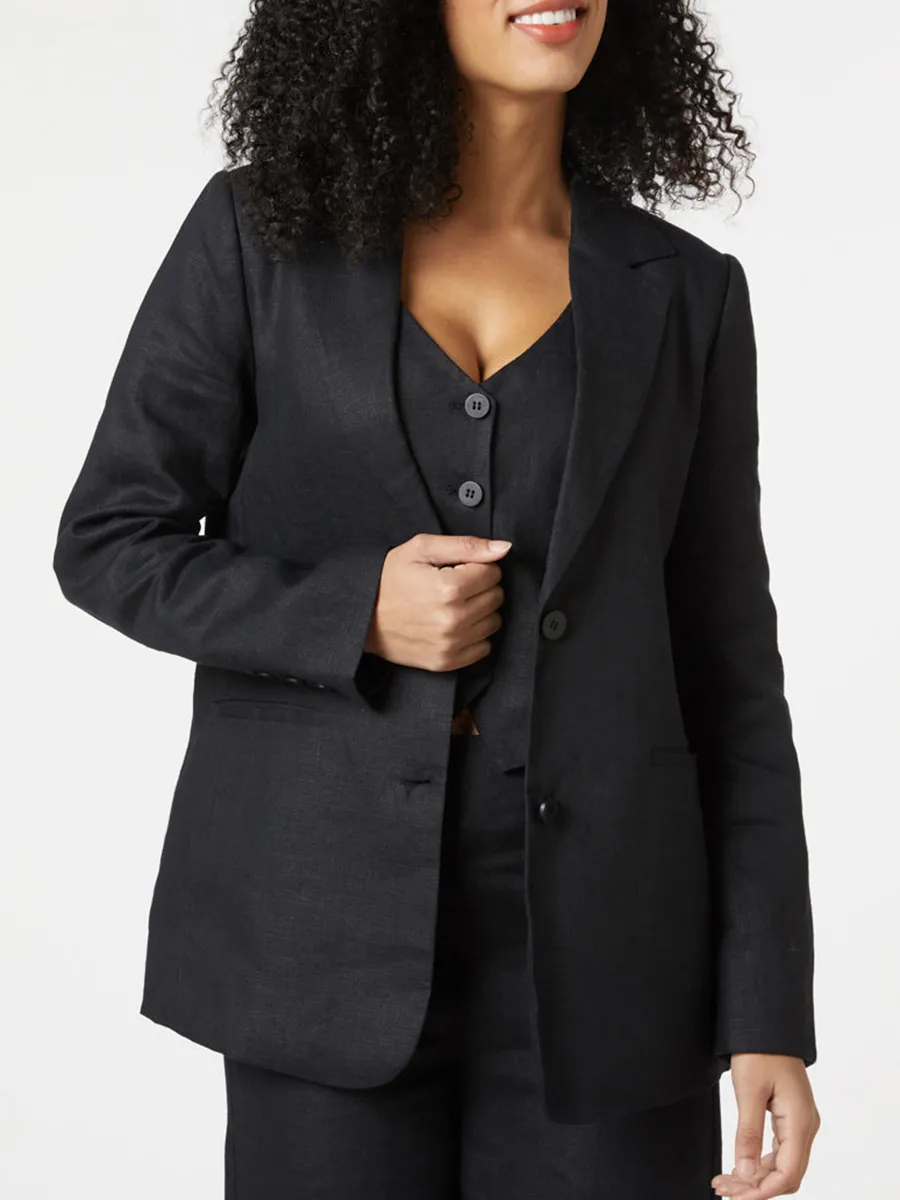 Women's black linen blazer