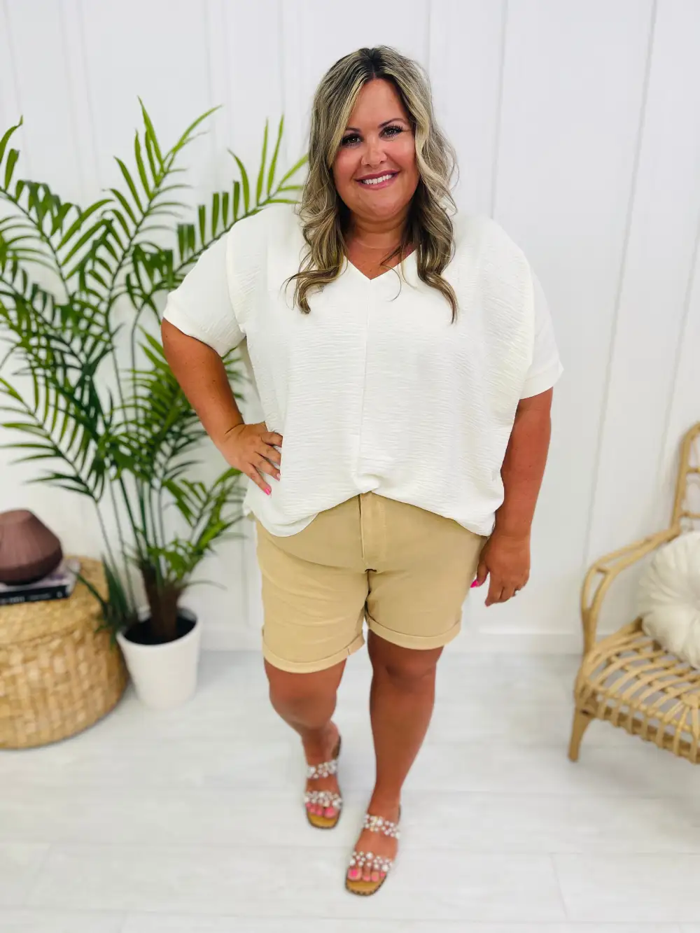 PLUS/REG Pretty Mama Cuffed Bermuda Shorts