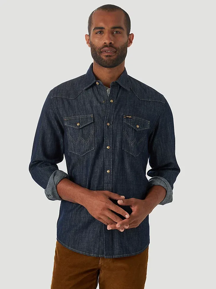 MEN'S DENIM WESTERN SNAP FRONT SHIRT IN RINSE